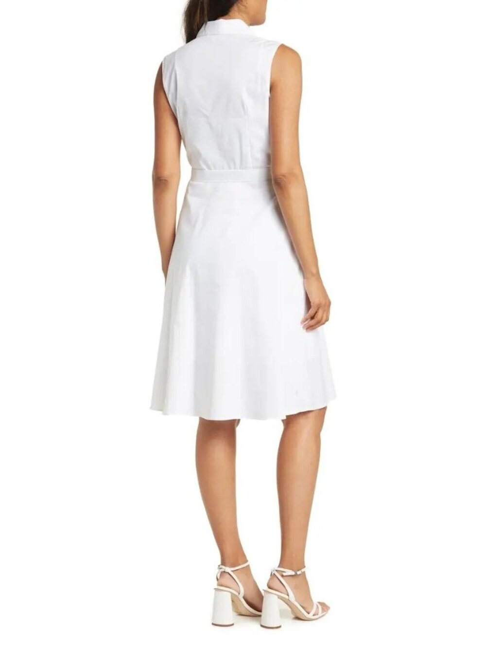 🆕NANETTE LEPORE Belted Eyelet Flare Shirt Dress White 8 - Picture 2 of 9